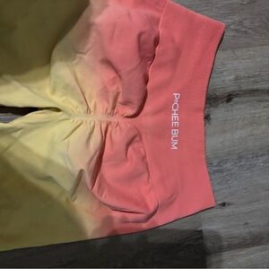 Women's Athletic Shorts - Yellow and Pink